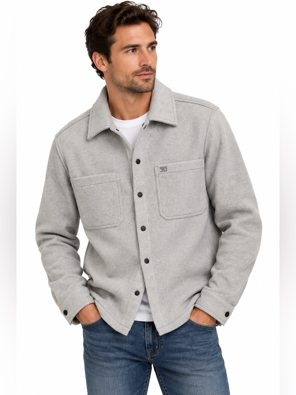 Joe’s Jeans Men’s Large Gray Overshirt Shacket Snap Front Jacket 23x29